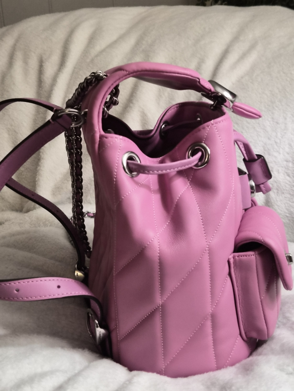 NWT Coach Tabby Archival Pillow Quilted Backpack in Dragonfruit Pink – CU076 - Picture 12 of 14